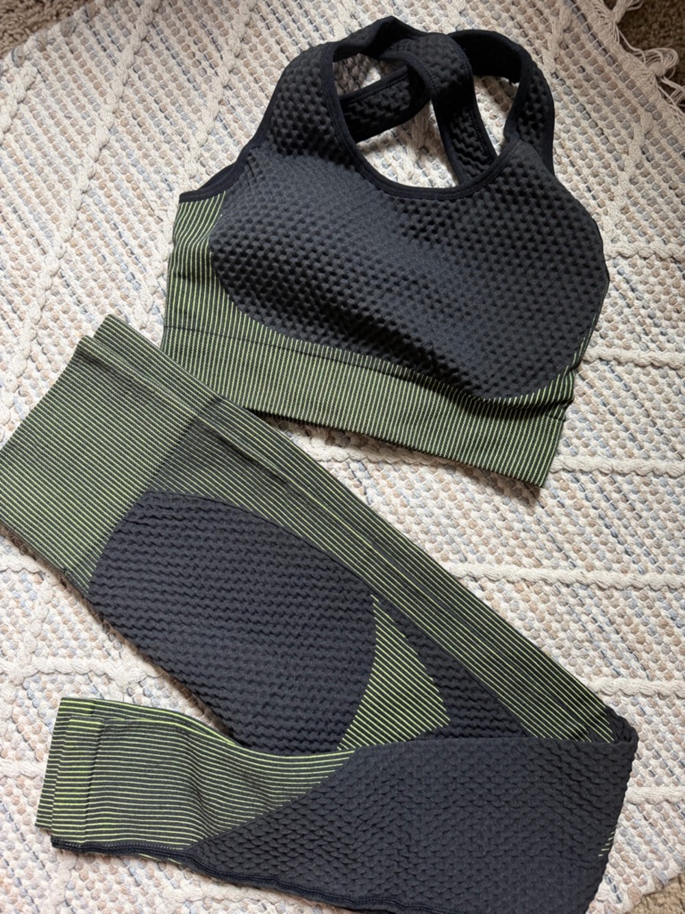 Green and black workout set